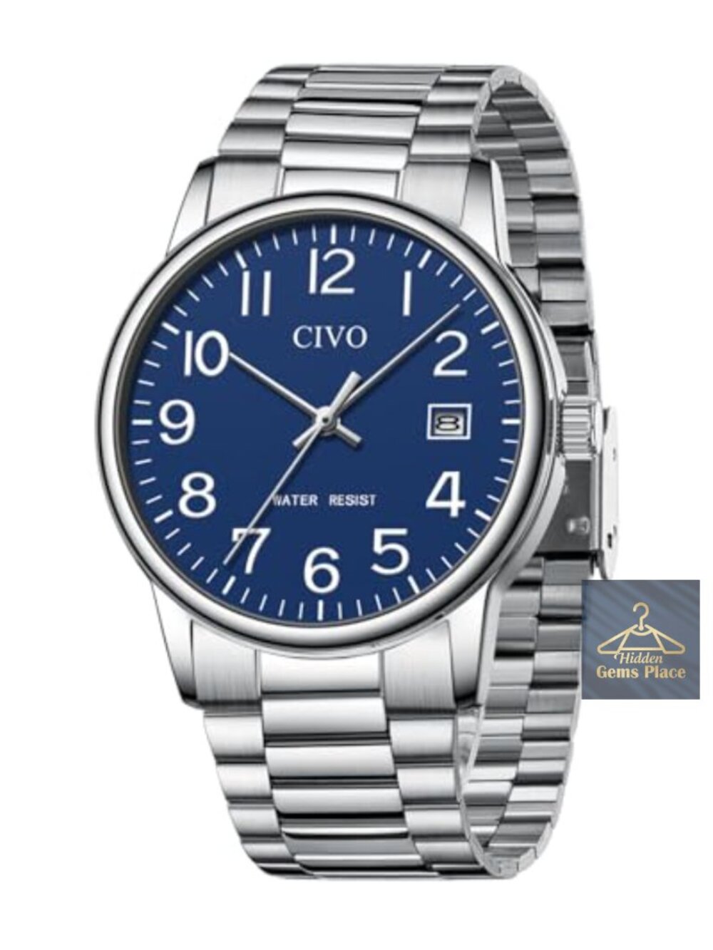 Men's Analog Quartz Wrist Watch with Date Stainless Steel Bracelet
